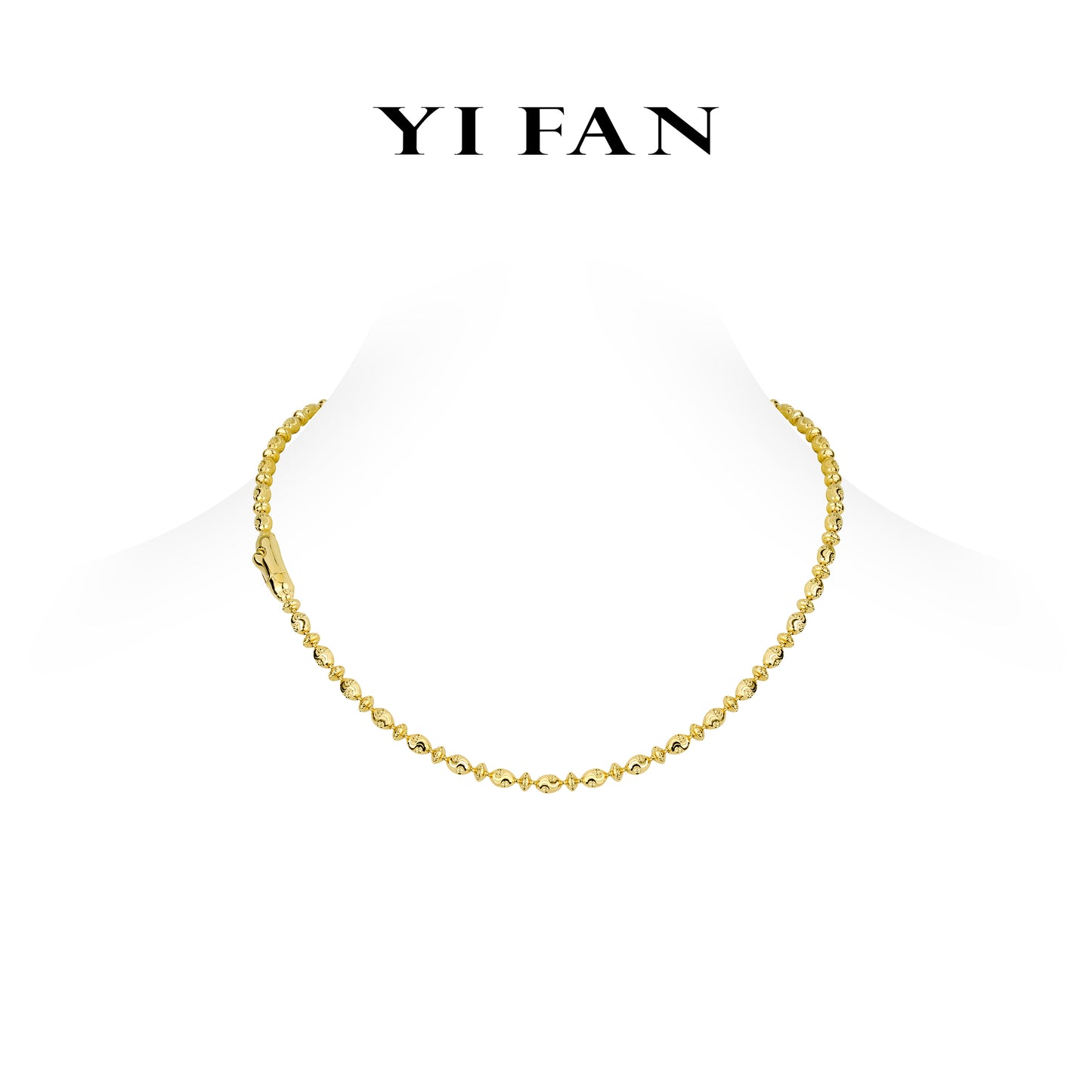 Golden time collection: Modern "Unique engraved beans" CNC Necklace (Unisex) #20205