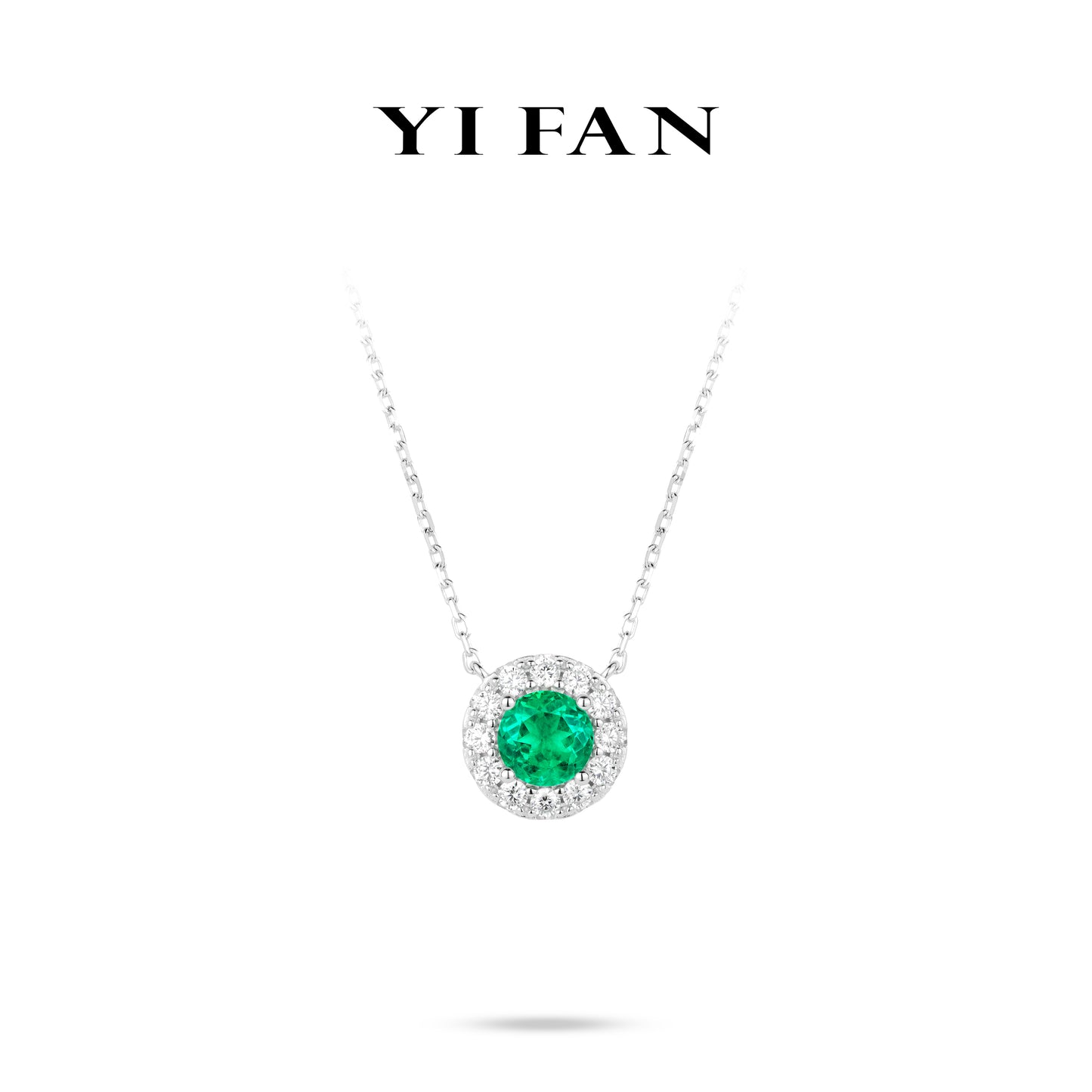 Lab Grown Emerald collection: Modern "Green Light" delicate Necklace (Unisex) #20222 #06001