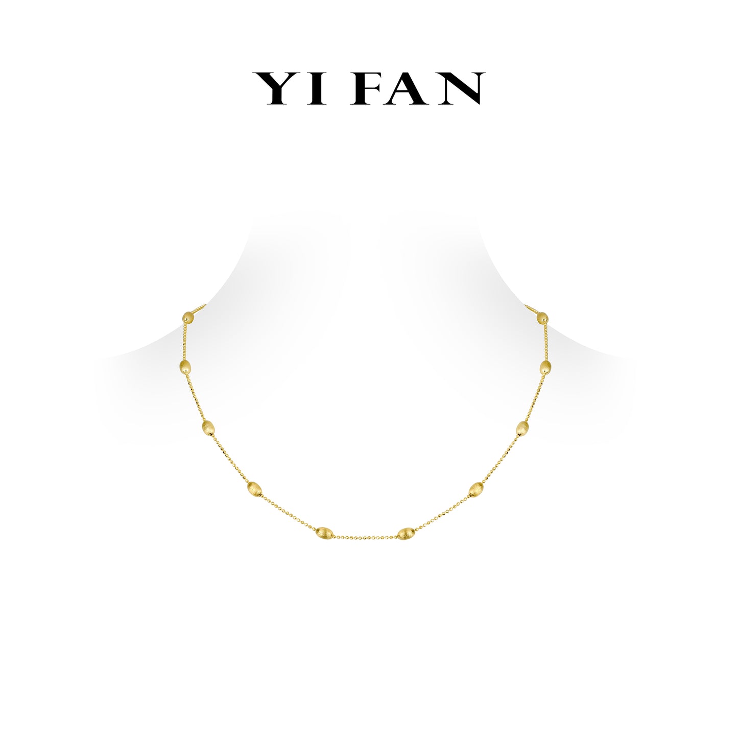 Welfare Exclusive Minimalist collection: Modern “Brushed Lucky Beans” detailed Golden beads chain Necklace #20241 #01004