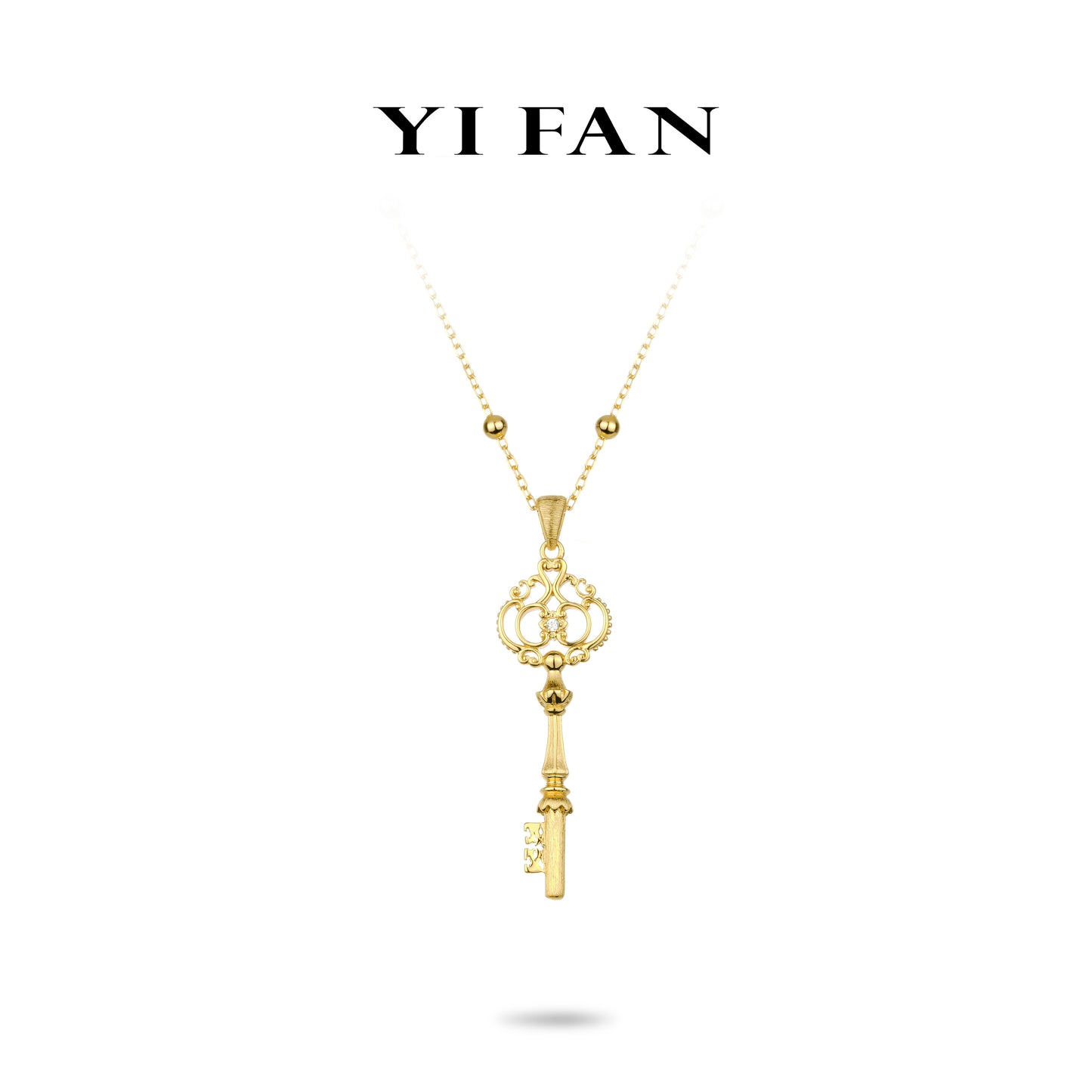 Golden time collection: Modern "Dazzling French key" unique Necklace #20385