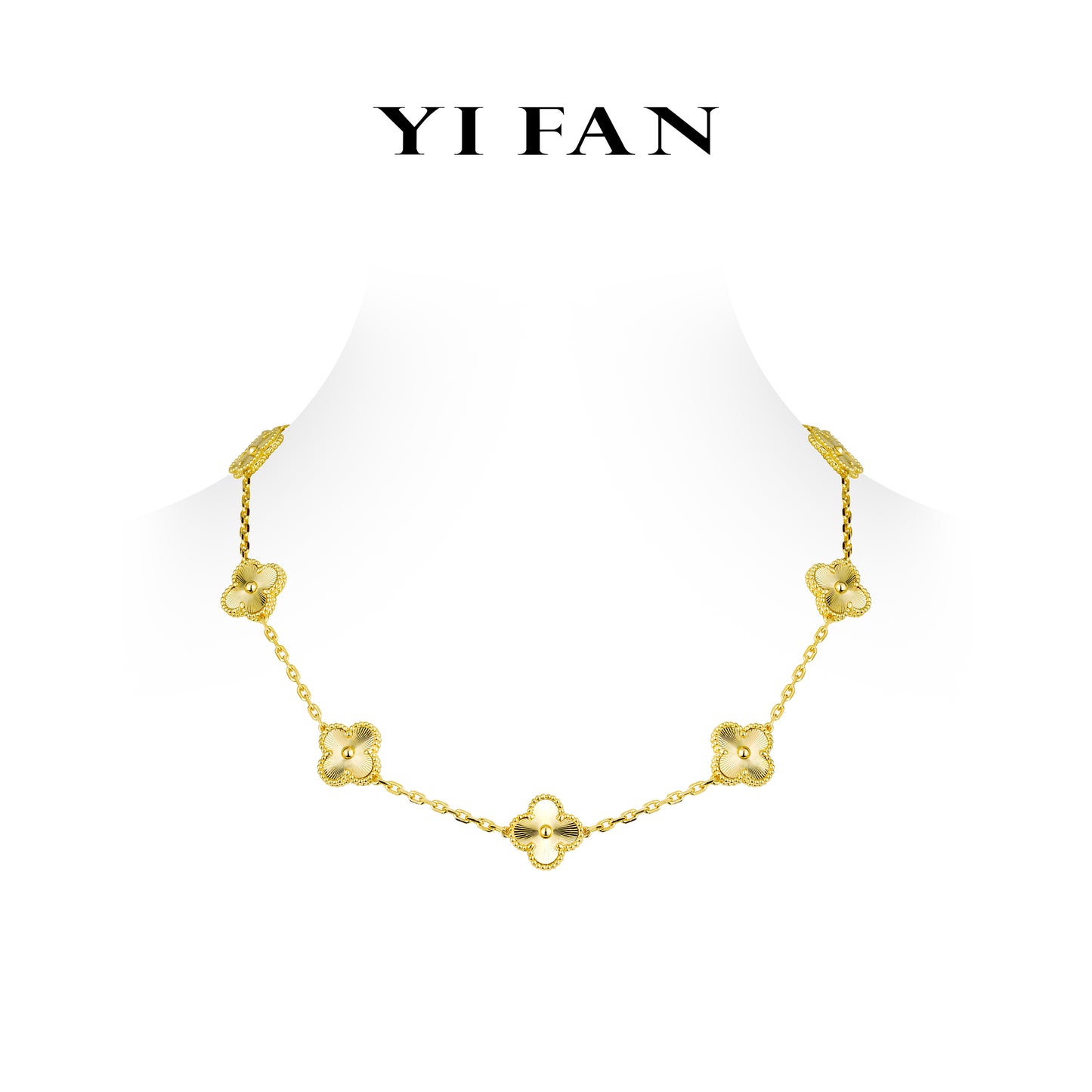 Minimalist collection: Modern "Golden Four-leaf-clover" Necklace #20423 #01001