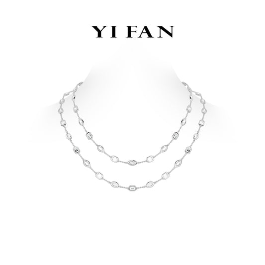 High Jewelry collection: Luxury Multi-purpose "Bezel unique Thin Emerald&Marquise-cuts" exquisite very Long-Necklace #20607