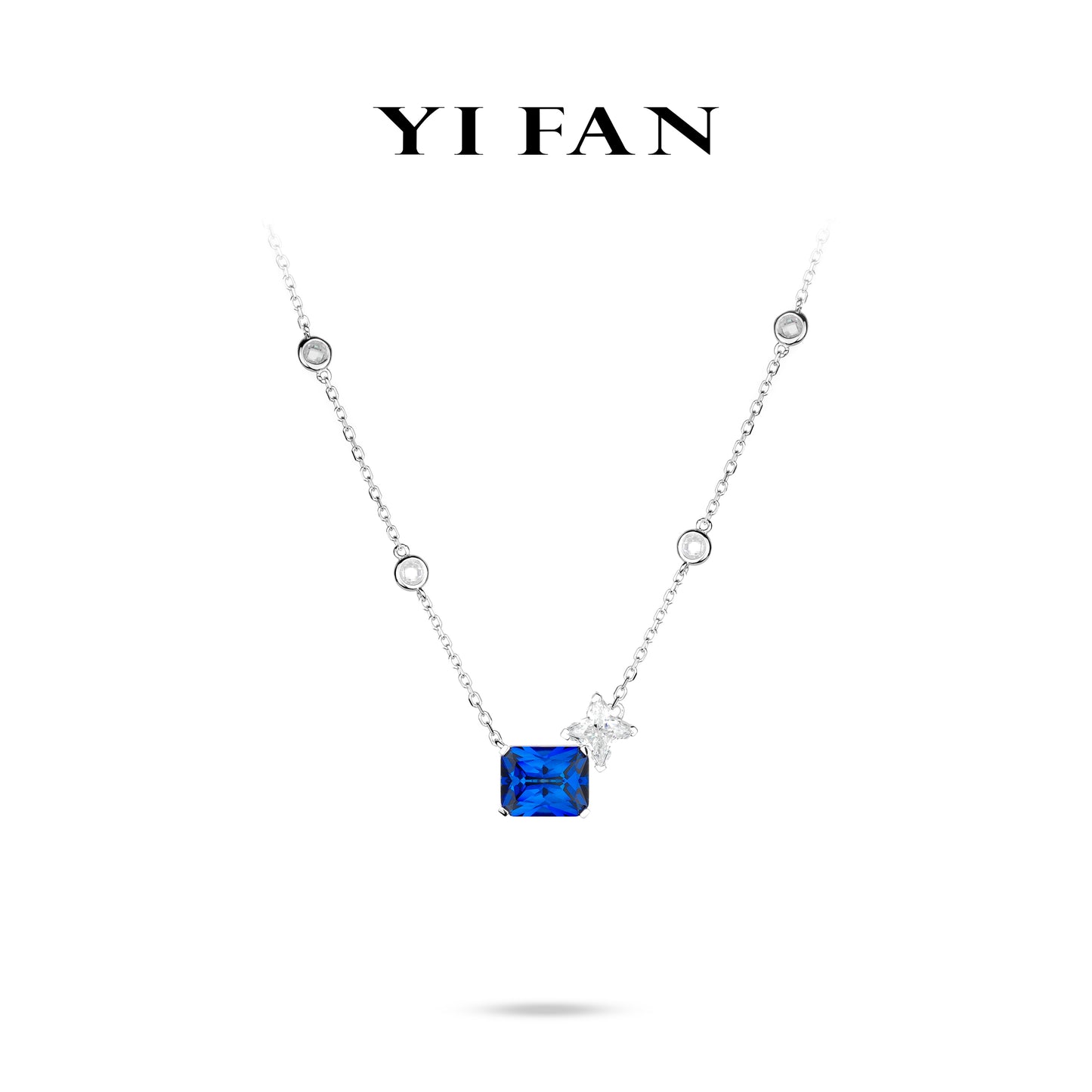 Sapphire Color collection: Modern "Deep-blue lce Cube and Star" exguisite Necklace #20611 #04007