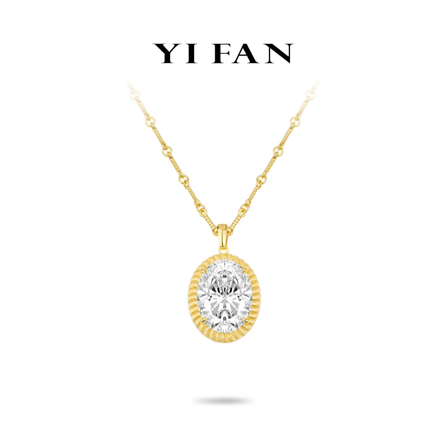 High Jewelry collection: Luxury"Brushed Golden edge lcy G color Rock” Unique chain Pendant/Necklace