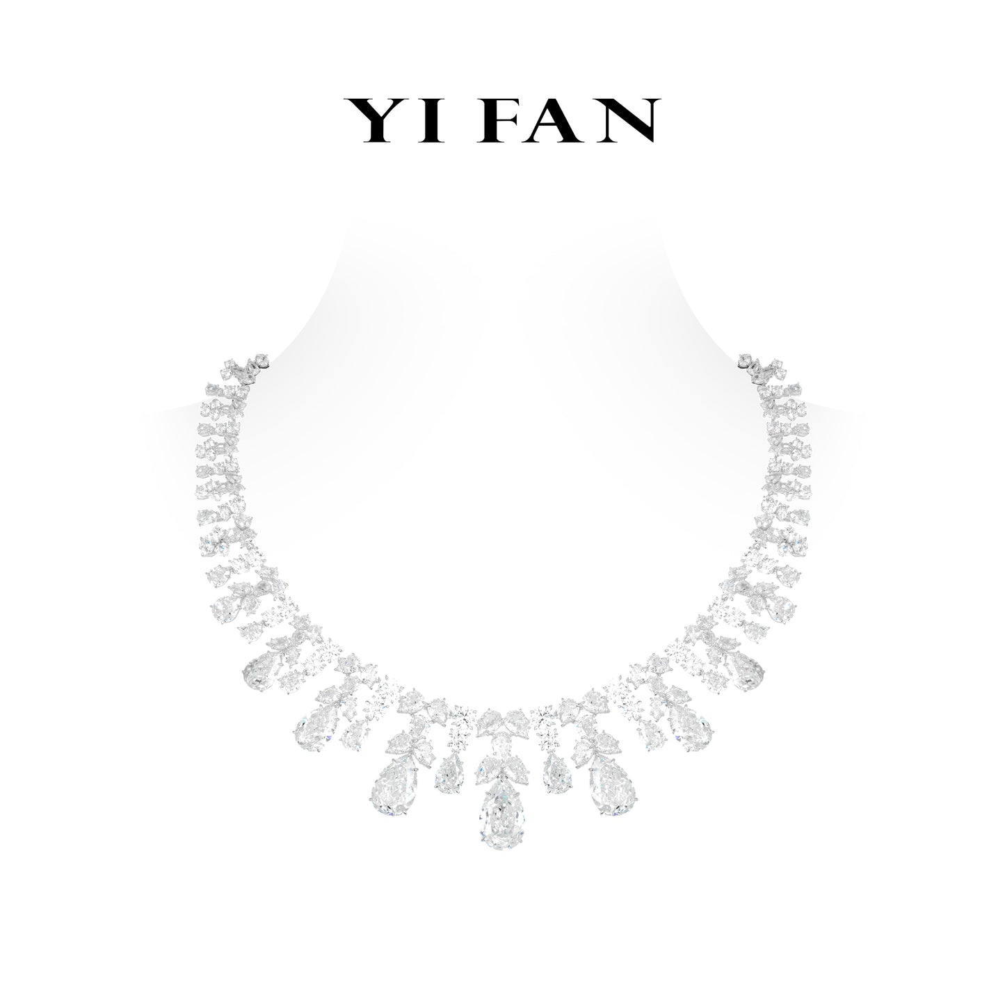 Magnificent High Jewelry collection: Luxury “Icy G color Water droplets of the universe” Necklace for Wedding/Banquet #20703
