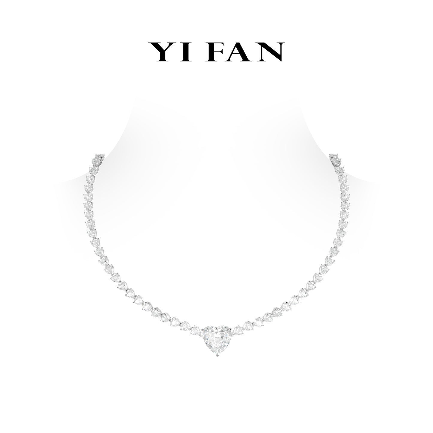 Wedding collection: Luxury "G color Graduated Icy Hearts" Necklace for Wedding/Banquet #20710