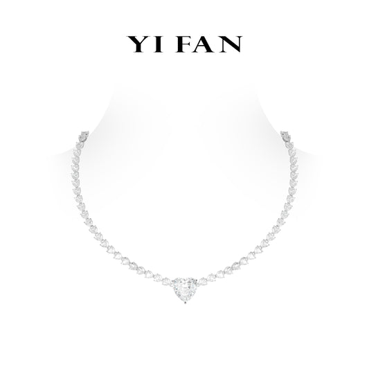 Wedding collection: Luxury "G color Graduated Icy Hearts" Necklace for Wedding/Banquet #20710