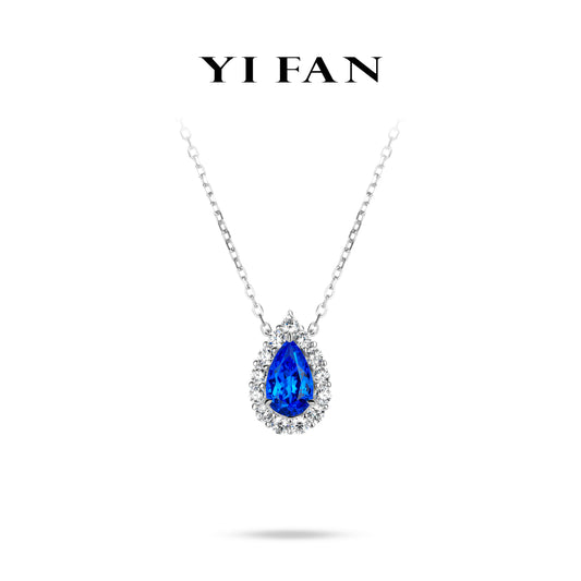 #20891 Lab Grown Spinel "Blue Goblin" collection Luxury Pear-cut exquisite Necklace #22003