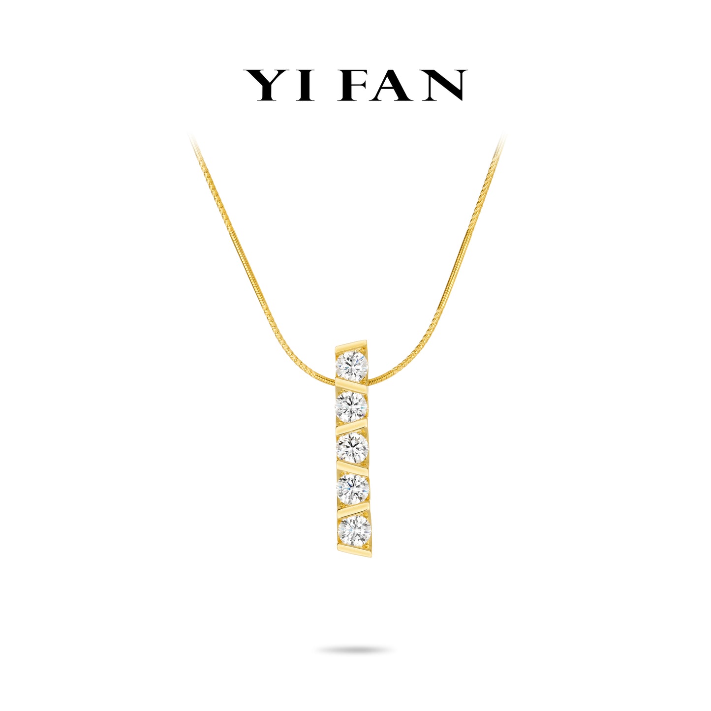#20970 Golden time collection: Modern "Five-star Radiance" detailed Pendant Necklace #01045