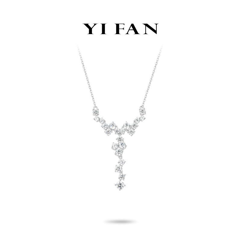 Pure Radiance collection:Timeless"Brilliant Silver starlight" delicate Dangle Necklaca #20988
