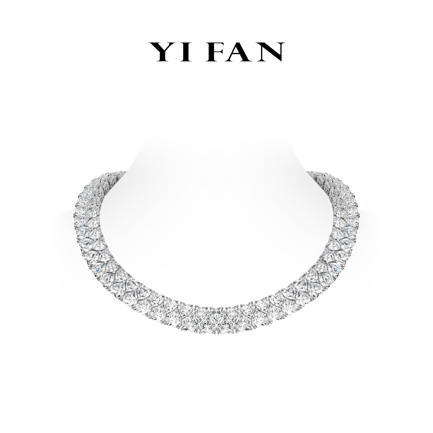 High Jewelry collection: Luxury “Double-circle surrounding” detailed Hearts Necklace for Wedding/Banquet #21156