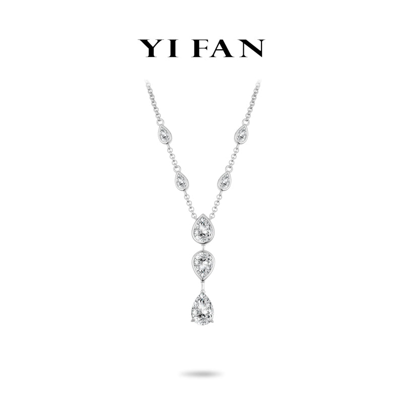 Ethereal sparkle Collection: Modern "Astral Teardrop Cascade" exquisite y-shape Necklace #21187