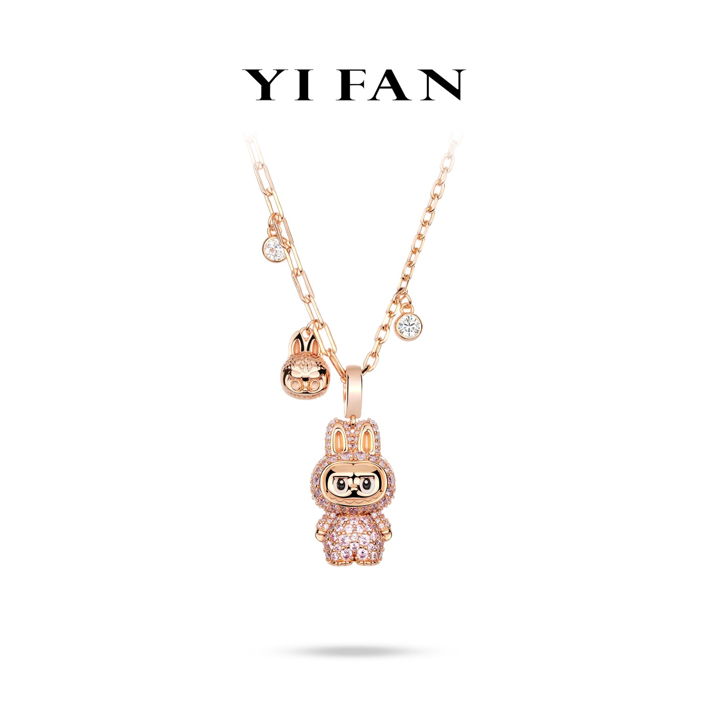 #21217 Labubu Co-branded edition:Modern "Brilliant Pink little rabbit" exquisite Necklace