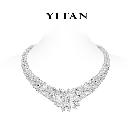 High Jewelry Collection: Luxury"Aurora Bloom" detailed Banquet Gala Collar Necklace #21232