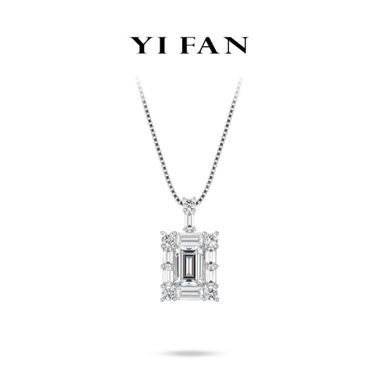 #21317 Minimalist collection: Luxury "Emerald-cut Rock in Starry Galaxy" Multi-purpose Pendant Necklace