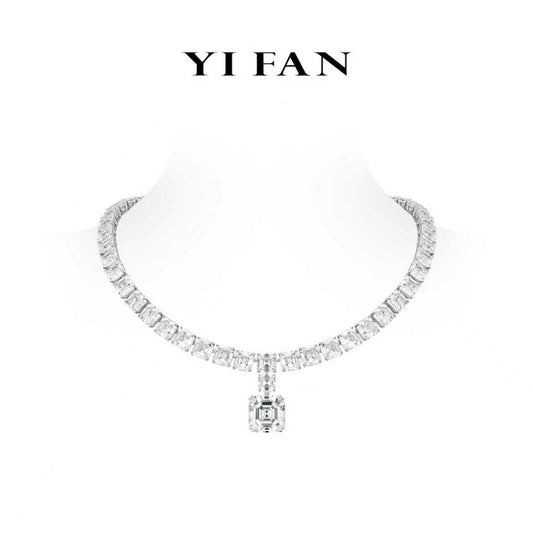 High Jewelry collection: Modern "Brilliant Asscher-cut Rocks" exquisite Necklace #21349