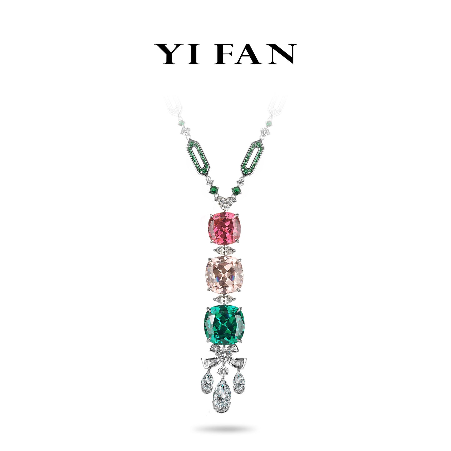High Jewelry collection: Lab Created Gemstones Spring Series Colourful Necklace 925 sterling silver #2451