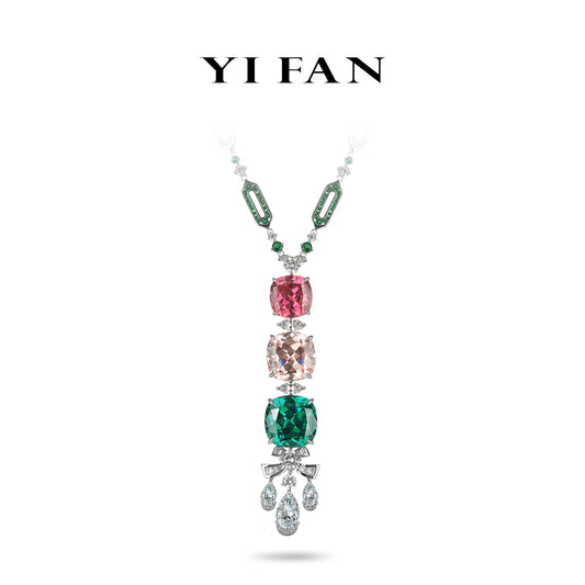 High Jewelry collection: Lab Created Gemstones Spring Series Colourful Necklace 925 sterling silver #2451
