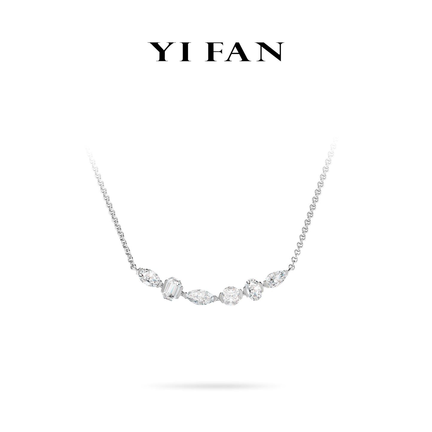 Lab Created Gemstones White “Smile chain” Necklace