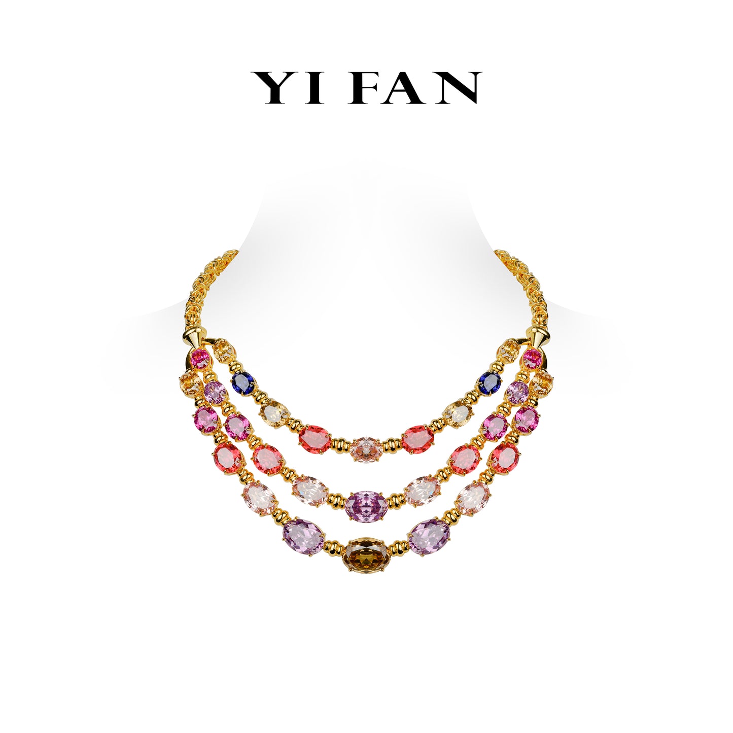 High Jewelry collection: Luxury Vintage style "Colorful candy Cream three layers beads" unique chain Necklace #2532