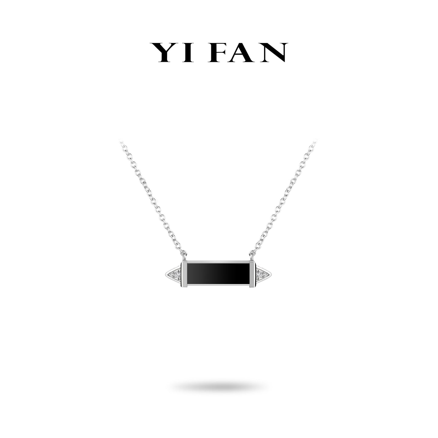 Minimalist collection: Black agate "Candy Bar" Modern Necklace (Unisex) #2687 #03007