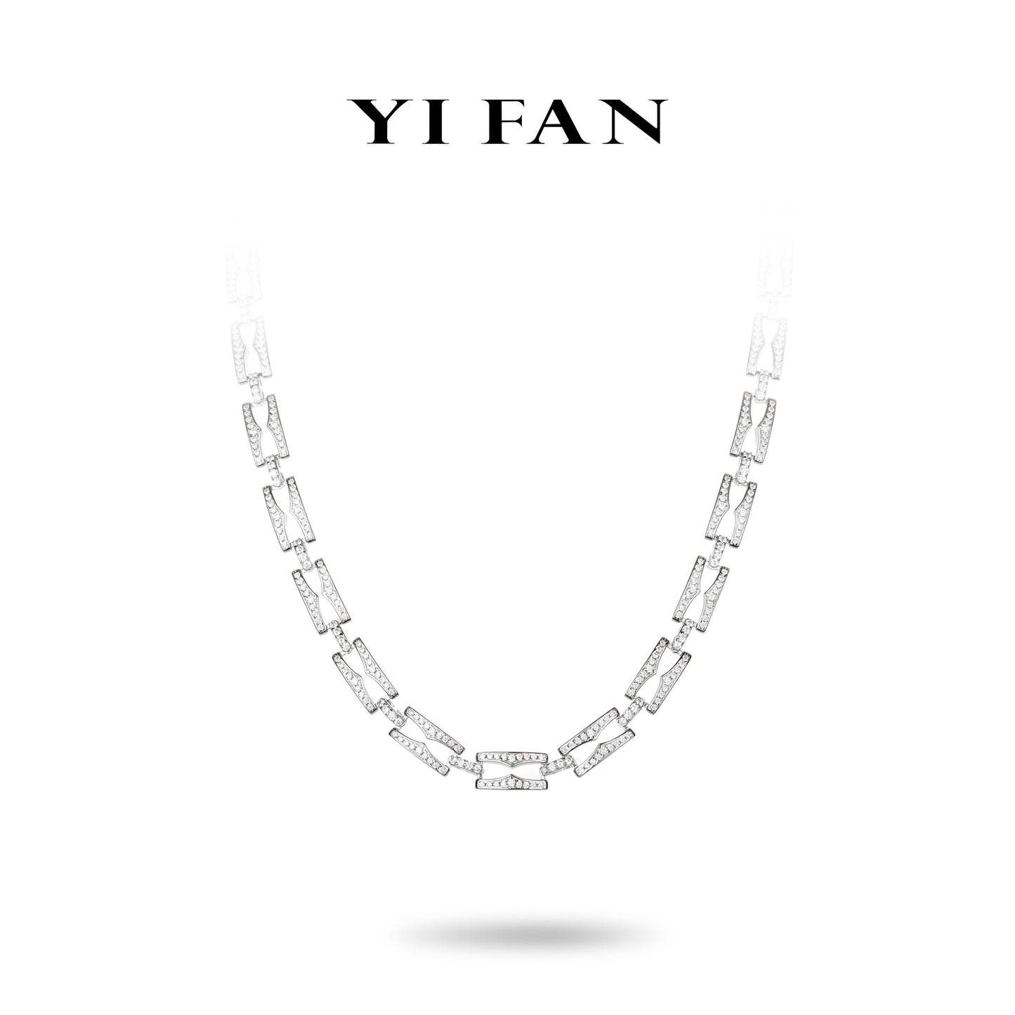 High Jewelry collection: "Silver Interlocking Tennis Chain with LuLuTong" CNC Pendant Necklace (Unisex) #2694 #03080