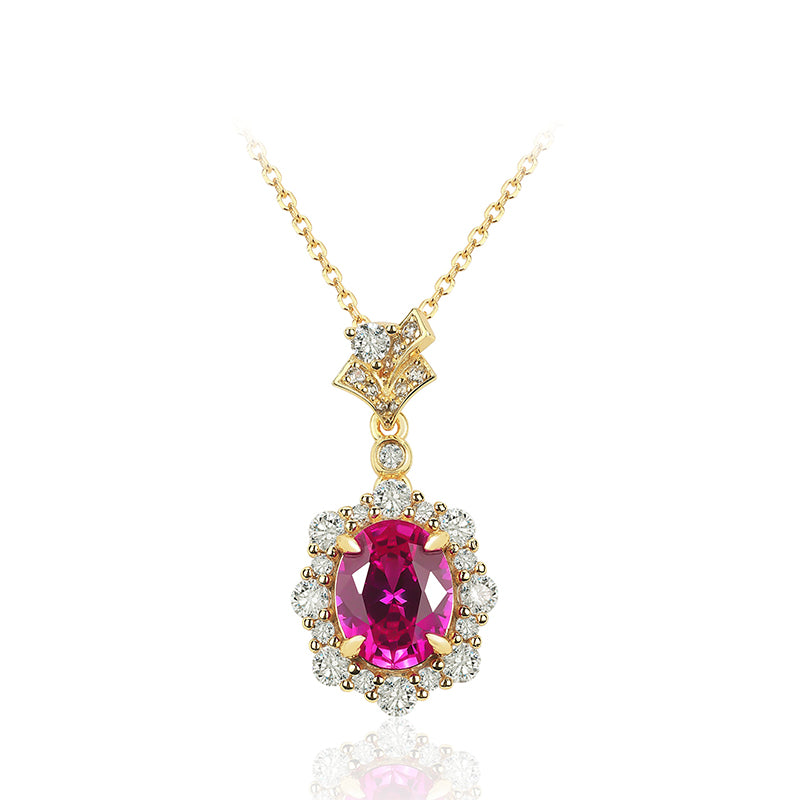 Christmas collection:Lab Created Gemstones Ruby(red) Necklace 925 sterling silver
