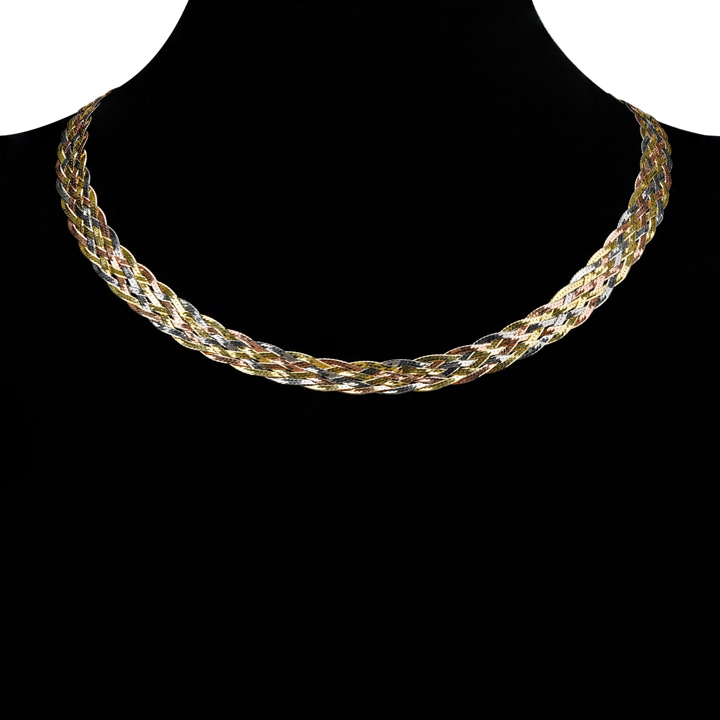 Made in Italy:Simple three-colour necklace 925 sterling silver(Gold Colour)