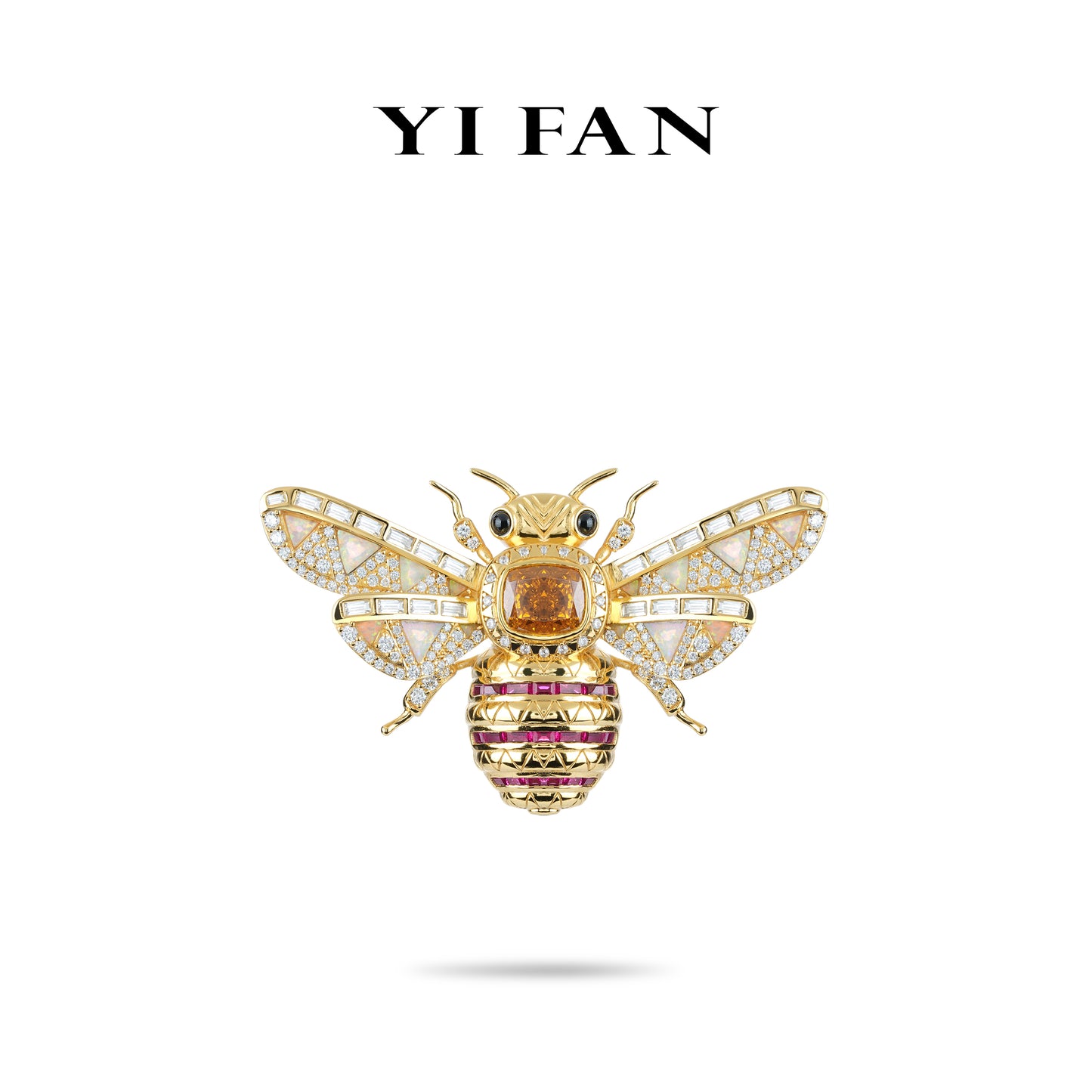 Golden Series:Lab Created Gemstones Yellow The golden Bee Brooch 925 sterling silver