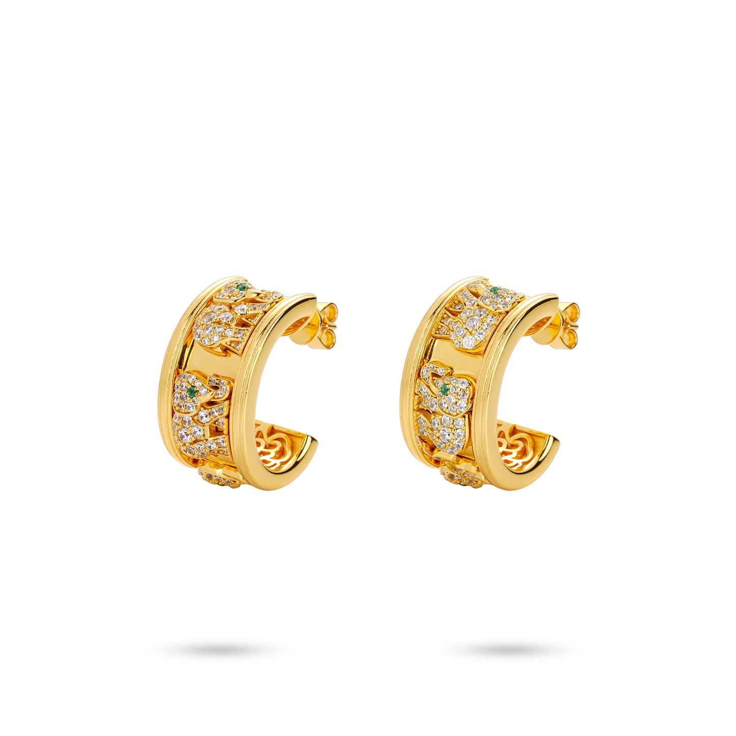 Golden Series:Lab Created Gemstones White Elephant Earrings 925 sterling silver