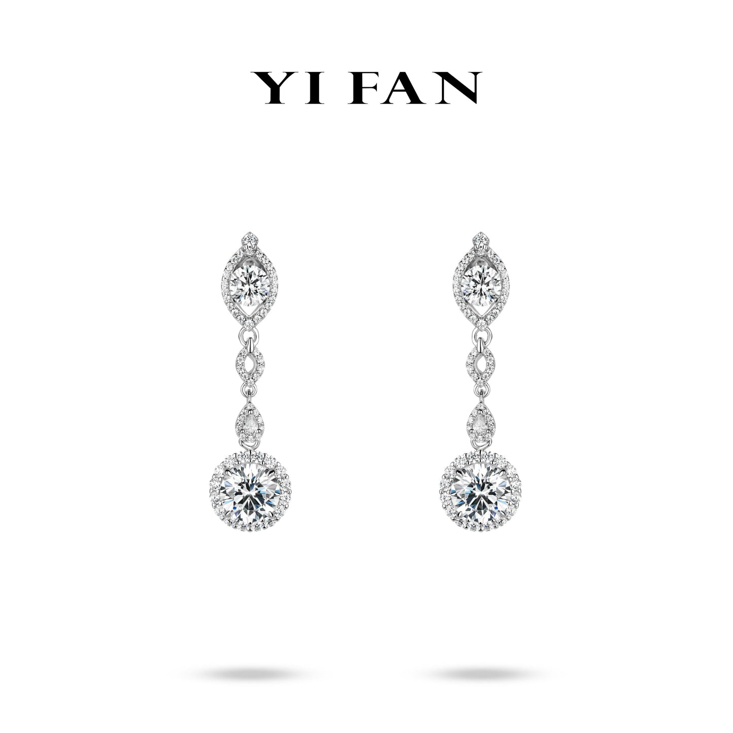 #30103-5 karat Wedding collection:Luxury "London Eye's" fireworks-cut White Earrings