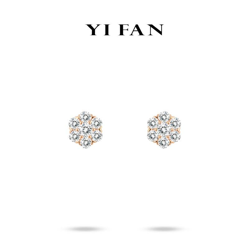 #30302 Ethereal Sparkle Collection: Modern "Fleurette” exquisite rose-golden Earrings #05018