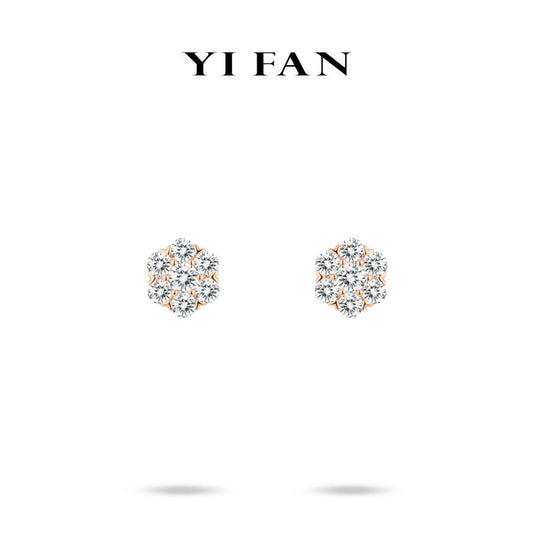 #30302 Ethereal Sparkle Collection: Modern "Fleurette” exquisite rose-golden Earrings #05018