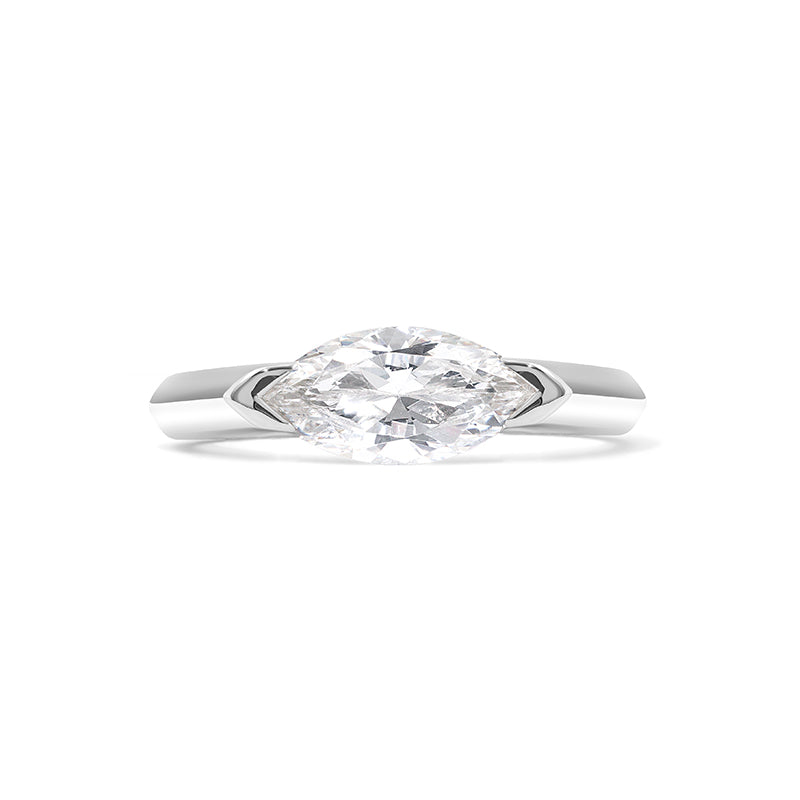 Wedding collection: White Marquise artificial diamond band ring, sterling silver.