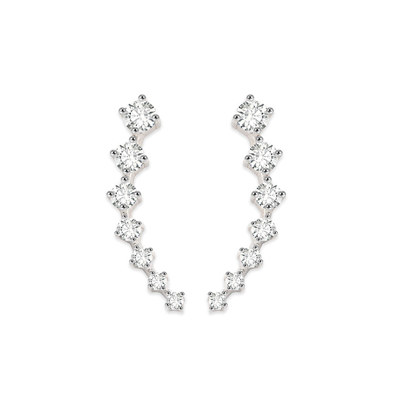 Promotion design Micro-setting brilliant cut clear diamond color Lab created stones multi-purpose earrings, sterling silver