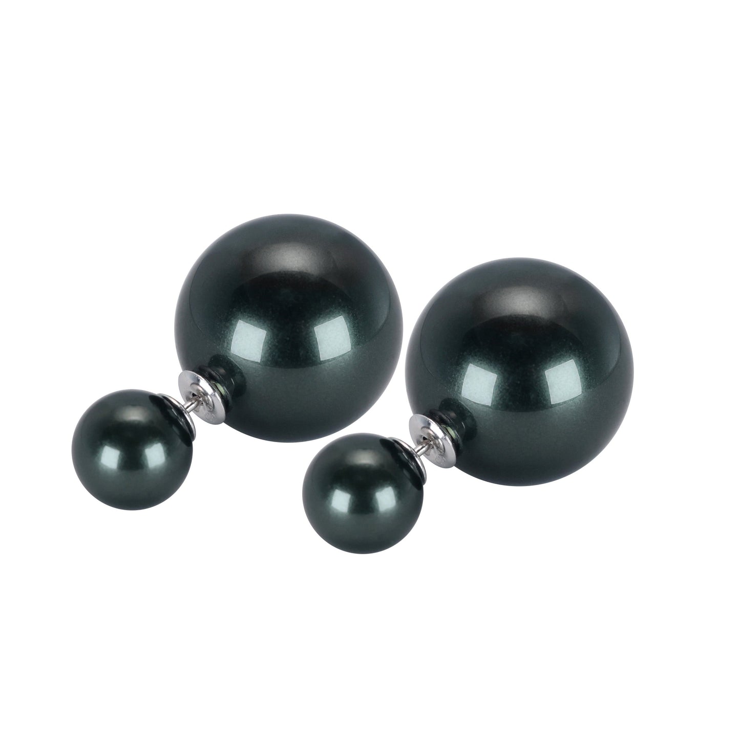 Promotional design Dark grey Shell pearl big and small ear studs, sterling silver.