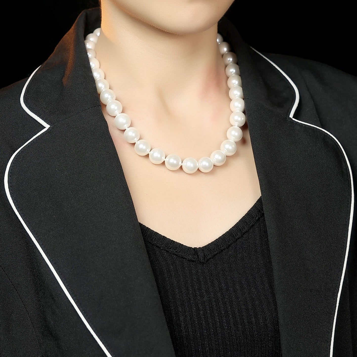 Classic White Shell pearl necklace,sterling silver