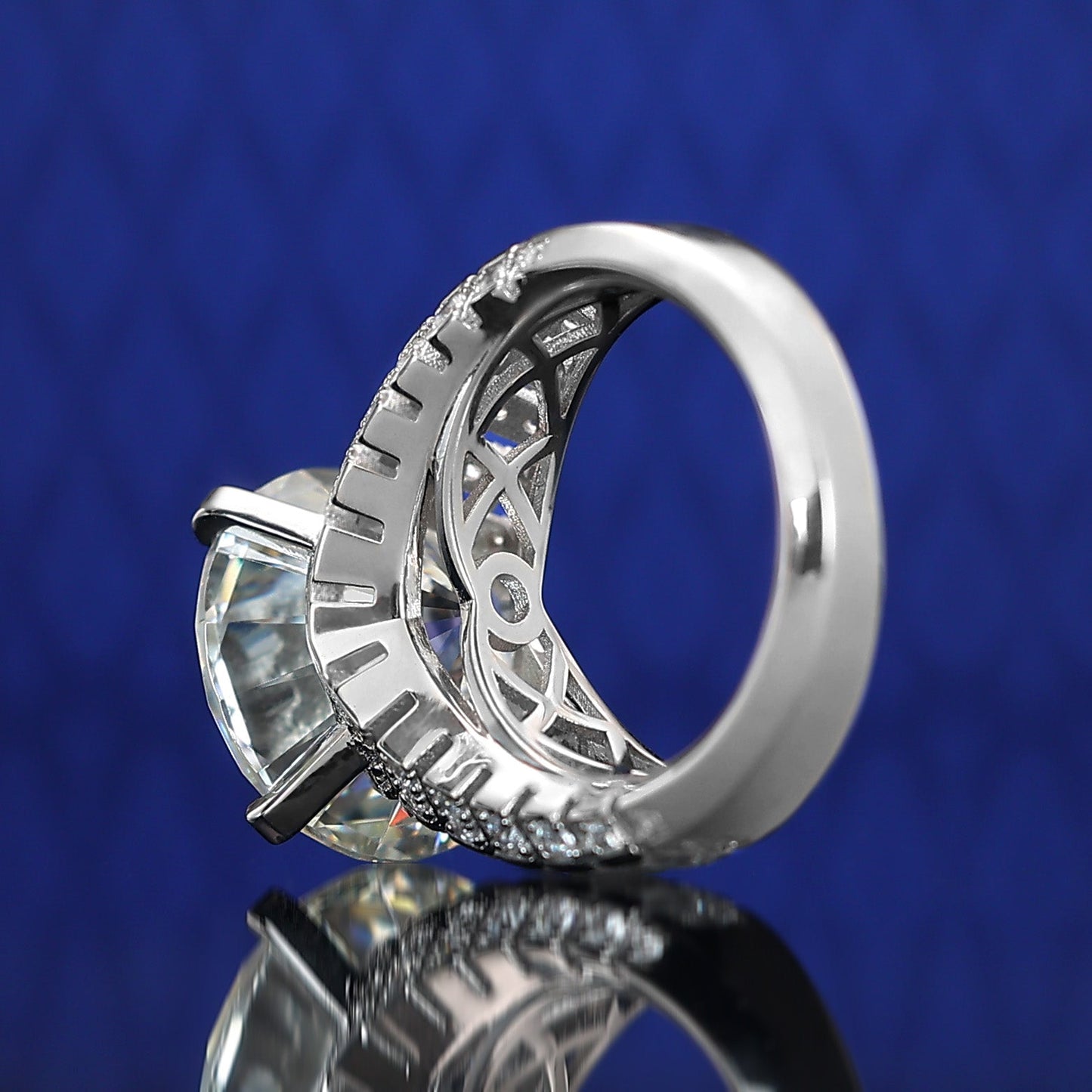 Limited edition Micro-setting Diamond color brilliant cut Lab created stones Starlight ring, sterling silver.(12 carat)