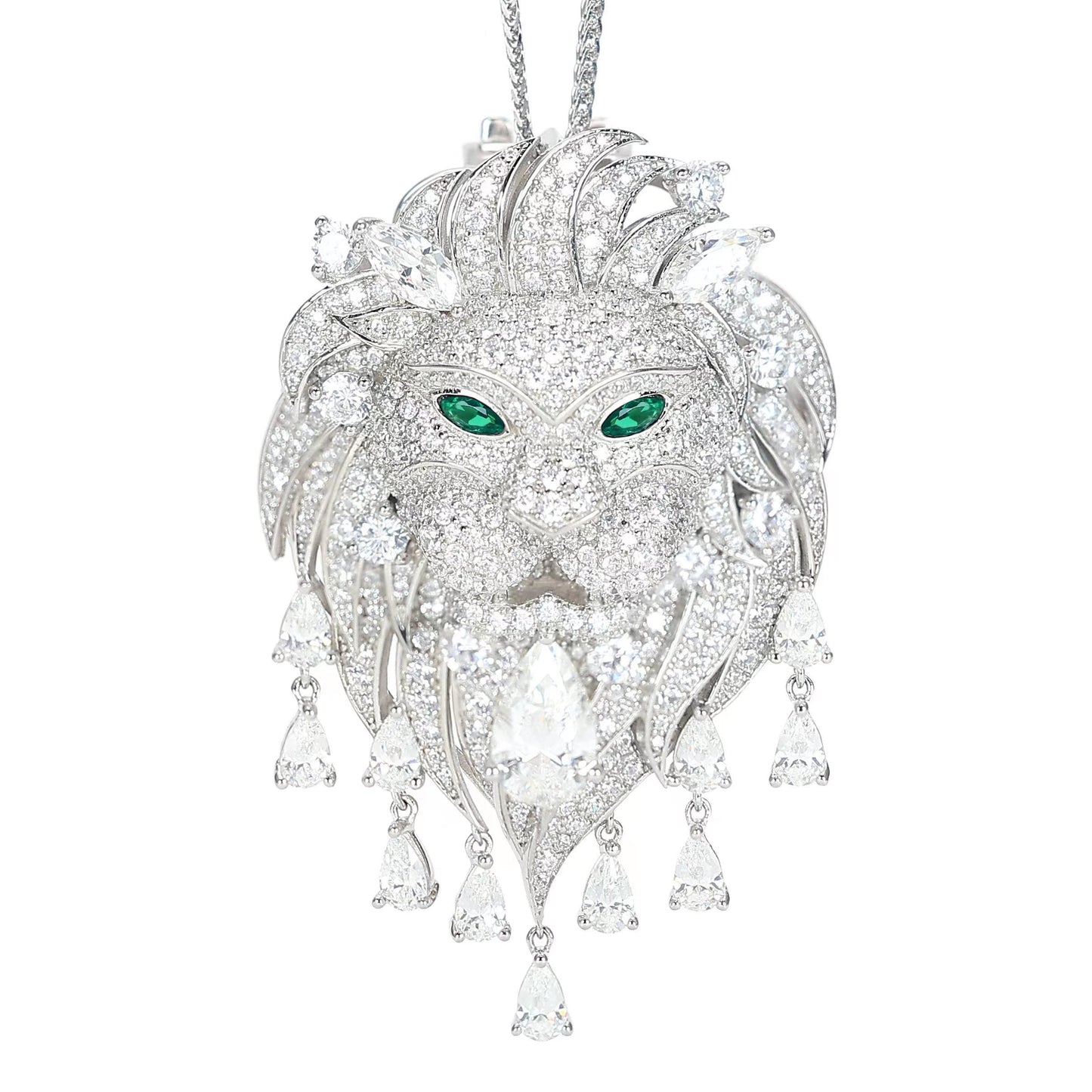Micro-setting multi-purpose Lab created stones Lucerne Warrior Lion pendant,brooch, bracelet accessory,sterling silver