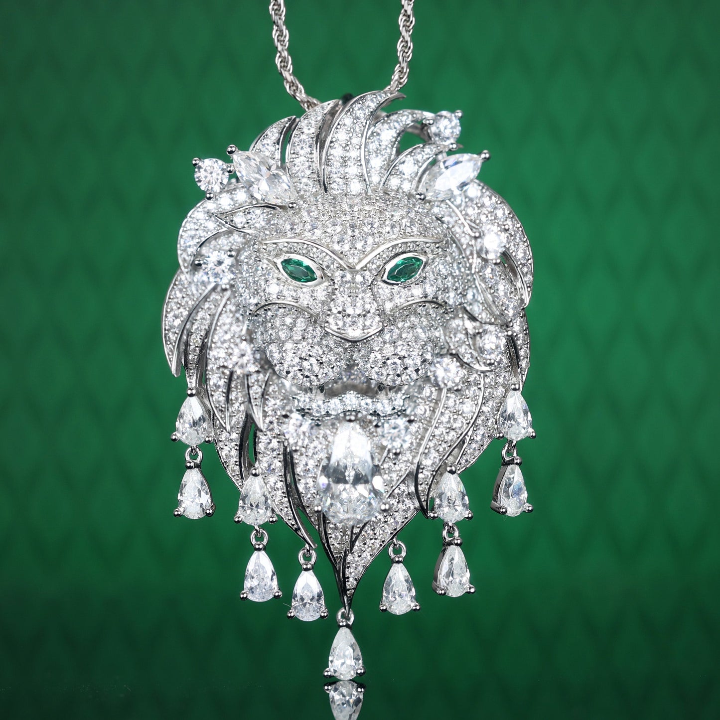 Micro-setting multi-purpose Lab created stones Lucerne Warrior Lion pendant,brooch, bracelet accessory,sterling silver