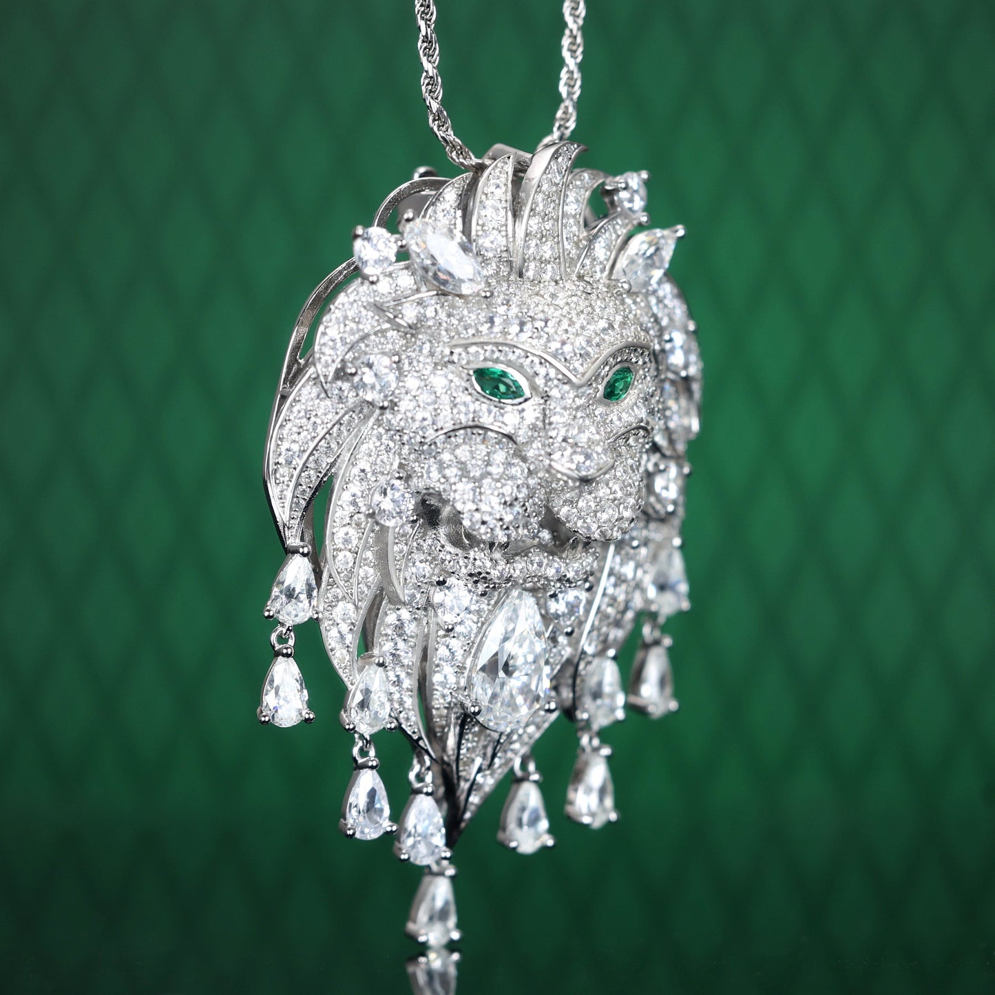 Micro-setting multi-purpose Lab created stones Lucerne Warrior Lion pendant,brooch, bracelet accessory,sterling silver