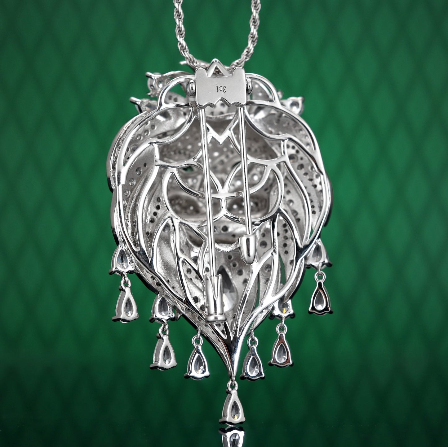 Micro-setting multi-purpose Lab created stones Lucerne Warrior Lion pendant,brooch, bracelet accessory,sterling silver