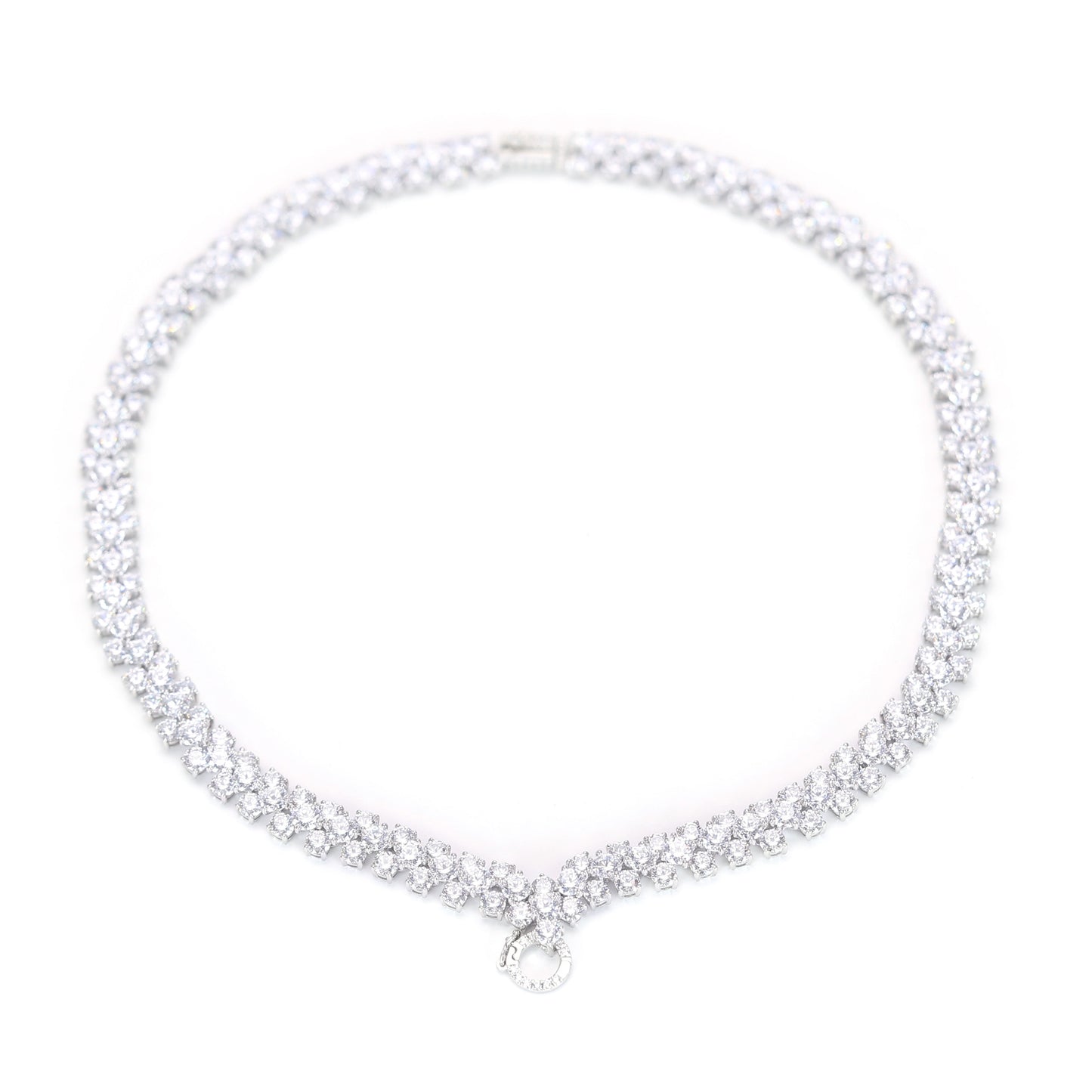 Limited edition Micro-setting Clear diamond color Lab created stones multi-purpose Starry sky necklace, sterling silver