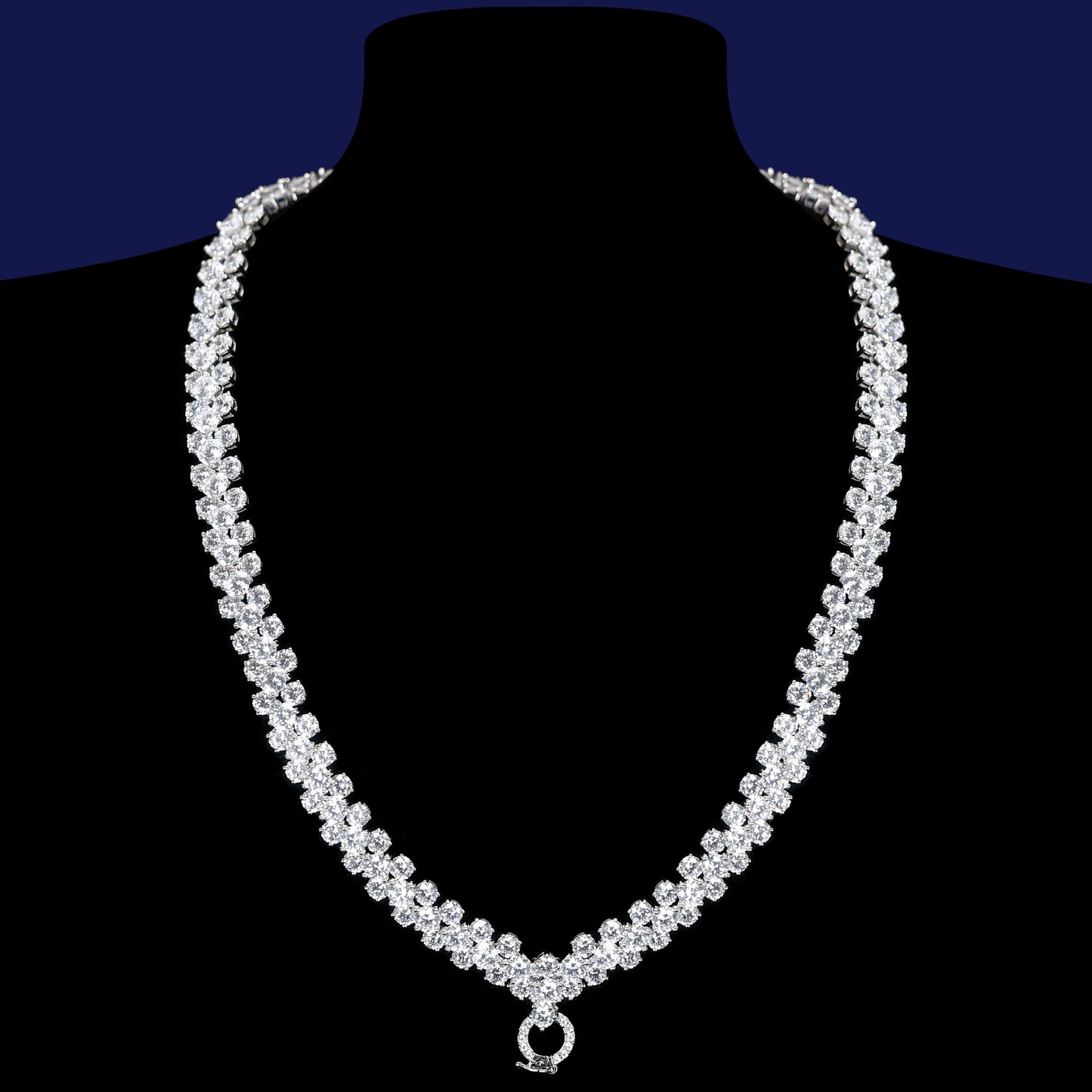 Limited edition Micro-setting Clear diamond color Lab created stones multi-purpose Starry sky necklace, sterling silver