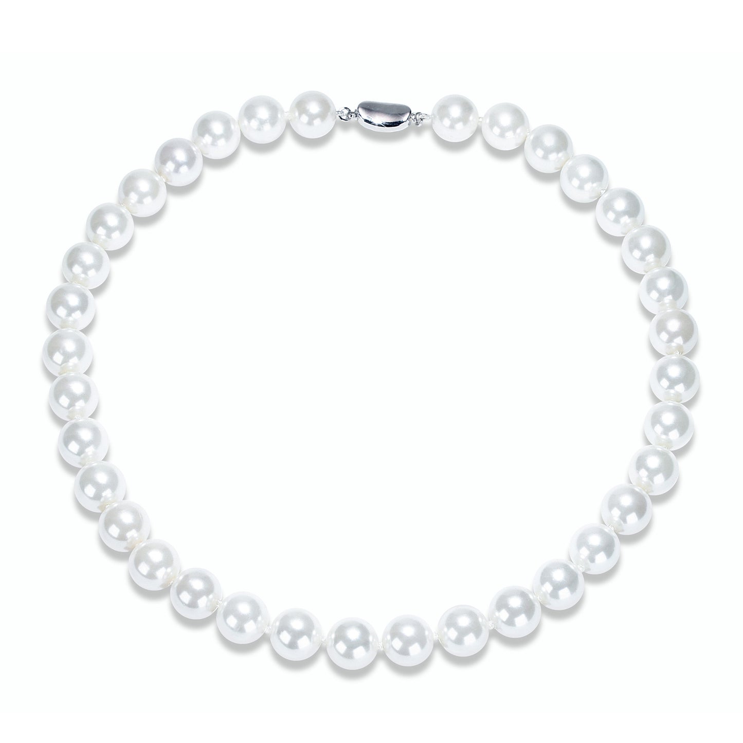Classic White Shell pearl necklace,sterling silver