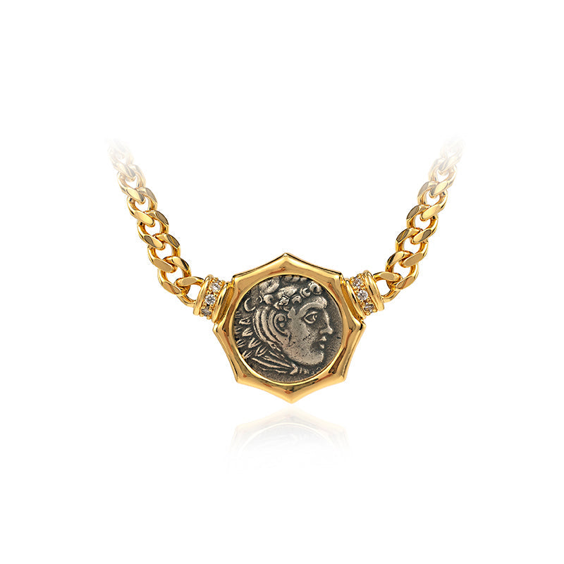 Greek Mythology collection: Ancient Coin imitation Hercules Necklace