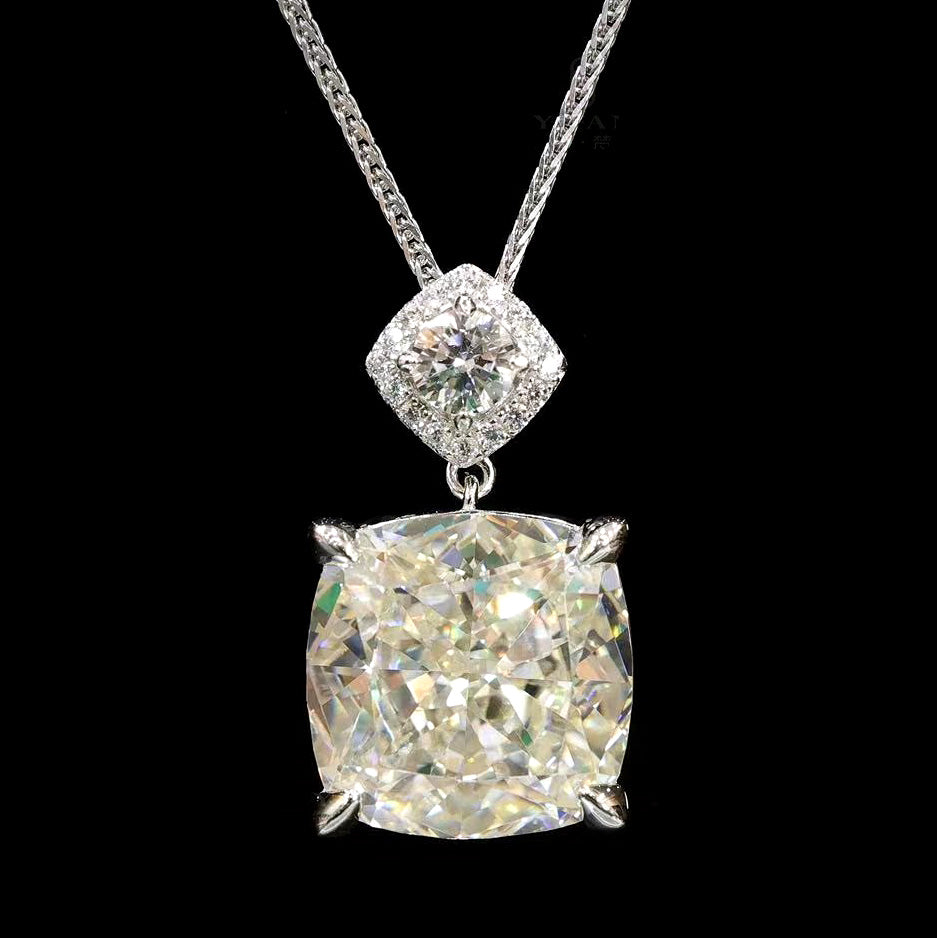 #2109 Special offer Micro-setting icy-cut Lab created stones G color detailed 4 prong necklace, sterling silver