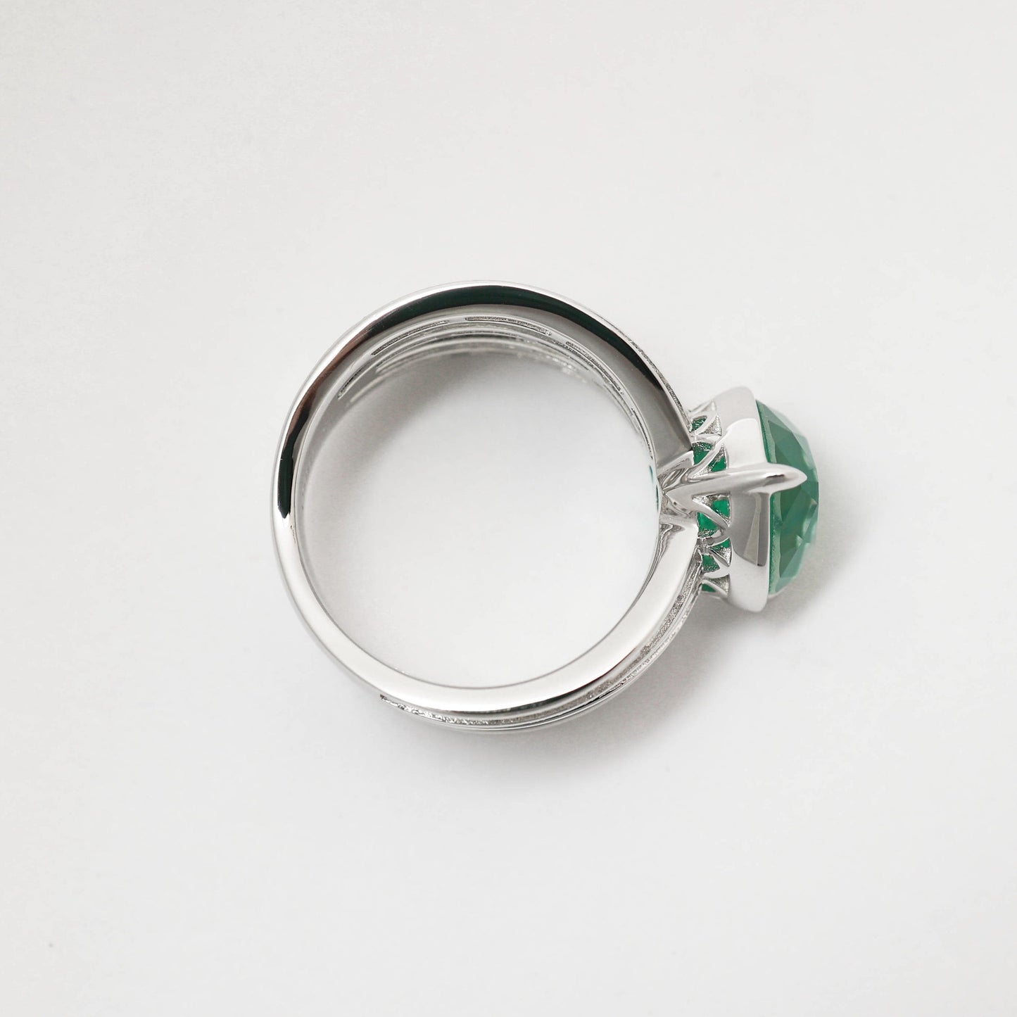 Special offer Micro-setting emrald color Lab created stones fully studded Heart ring, sterling silver