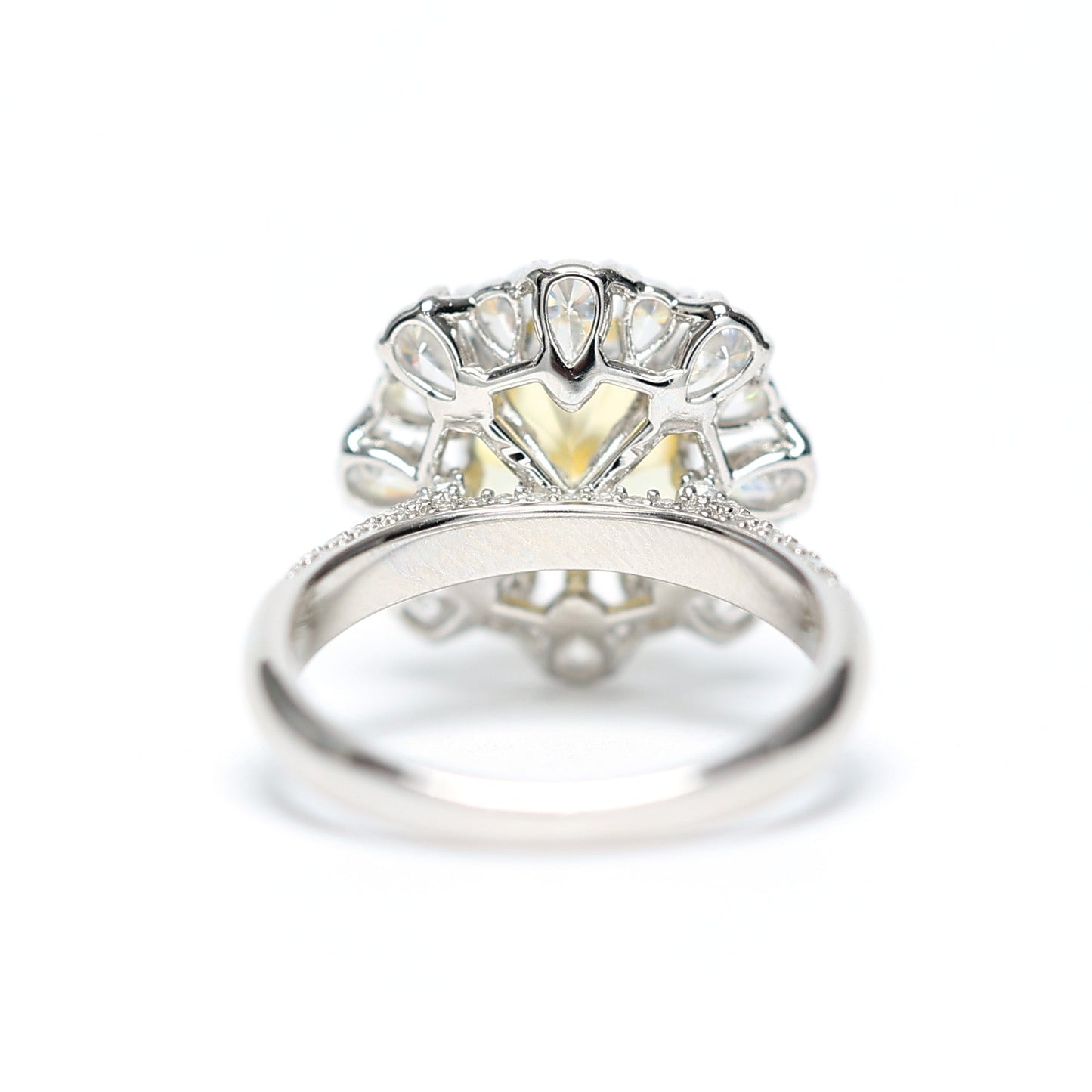 Micro-setting Yellow diamond color icy cut Lab created stones Ice and snow dreamland ring, sterling silver