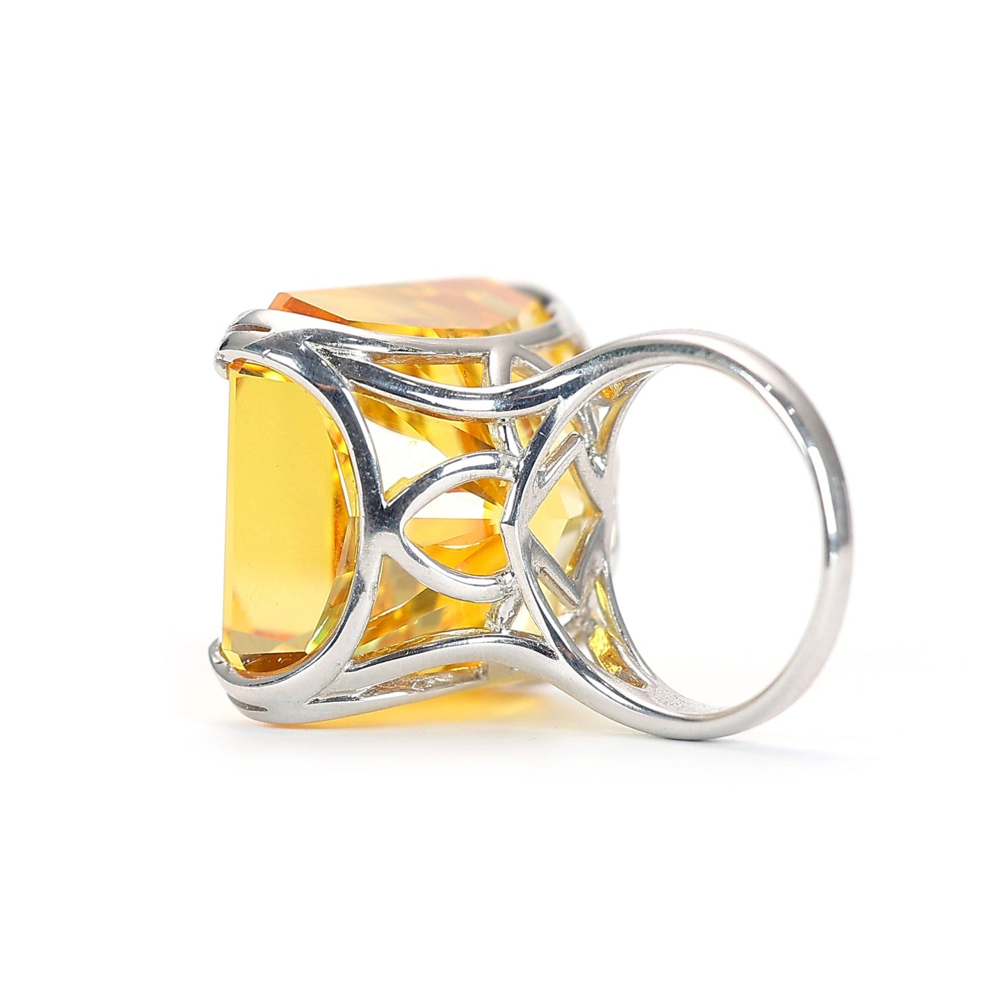 Only 1 Micro-setting yellow diamond color Lab created stones Love of Rock ring, sterling silver. (100 carat)